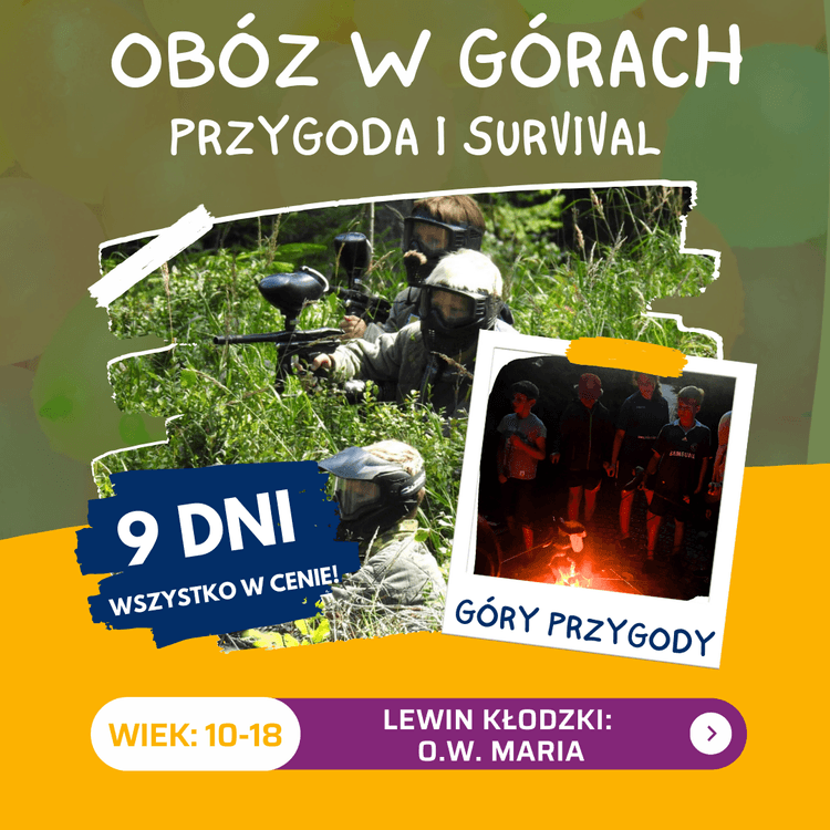 OBÓZ W GÓRACH: przygoda i surviwal - Lewin Kłodzki 9 dni
